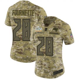 Tampa Bay Buccaneers #28 Leonard Fournette Camo Womens Super Bowl LV Bound Stitched NFL Limited 2018 Salute To Service Jersey