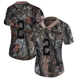 Nike Philadelphia Eagles #2 Jalen Hurts Camo Womens Stitched NFL Limited Rush Realtree Jersey