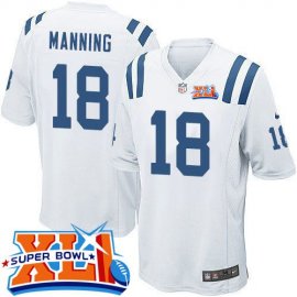 Nike Indianapolis Colts #18 Peyton Manning White Super Bowl XLI Youth Stitched NFL Elite Jersey