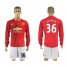 Manchester United #36 Darmian Red Home Long Sleeves Soccer Club Jersey