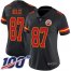 Nike Kansas City Chiefs #87 Travis Kelce Black Womens Stitched NFL Limited Rush 100th Season Jersey