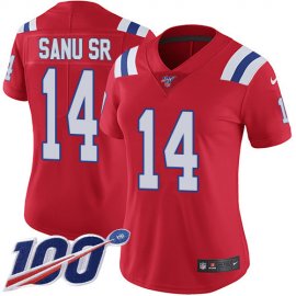 Nike New England Patriots #14 Mohamed Sanu Sr Red Alternate Womens Stitched NFL 100th Season Vapor Limited Jersey