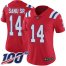 Nike New England Patriots #14 Mohamed Sanu Sr Red Alternate Womens Stitched NFL 100th Season Vapor Limited Jersey