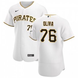 Pittsburgh Pirates #76 Jared Oliva Mens Nike White Home 2020 Authentic Player MLB Jersey