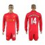 Liverpool #14 Henderson Home Long Sleeves Soccer Club Jersey
