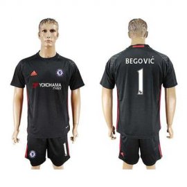 Chelsea #1 Begovic Black Goalkeeper Soccer Club Jersey