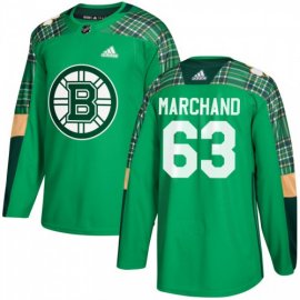 Adidas Boston Bruins #63 Brad Marchand adidas Green St. Patricks Day Authentic Practice Stitched NHL Jersey