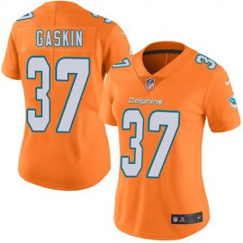 Nike Miami Dolphins #37 Myles Gaskin Orange Womens Stitched NFL Limited Rush Jersey