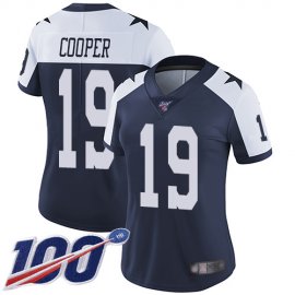 Nike Dallas Cowboys #19 Amari Cooper Navy Blue Thanksgiving Womens Stitched NFL 100th Season Vapor Throwback Limited Jersey
