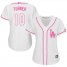 Los Angeles Dodgers #10 Justin Turner White/Pink Fashion Womens Stitched MLB Jersey