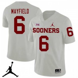 Jordan Brand Mens Oklahoma Sooners #6 Baker Mayfield 2018 College Football Jerseys NCAA White