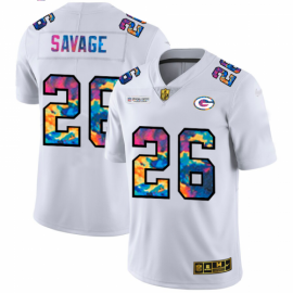 Green Bay Packers #26 Darnell Savage Jr. Mens White Nike Multi-Color 2020 NFL Crucial Catch Limited NFL Jersey