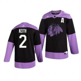 Chicago Blackhawks #2 Duncan Keith Adidas Mens Hockey Fights Cancer Practice NHL Jersey Black