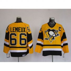 Pittsburgh Penguins #66 Mario Lemieux Stitched Yellow Mitchell&Ness NHL Jersey