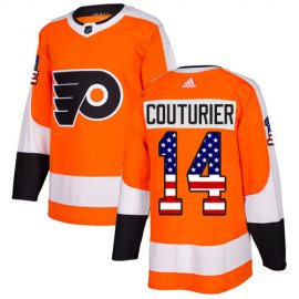 Adidas Philadelphia Flyers #14 Sean Couturier Orange Home Authentic USA Flag Stitched NHL Jersey