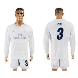 Real Madrid #3 Pepe Marine Environmental Protection Home Long Sleeves Soccer Club Jersey