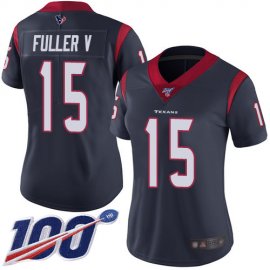 Nike Houston Texans #15 Will Fuller V Navy Blue Team Color Womens Stitched NFL 100th Season Vapor Limited Jersey