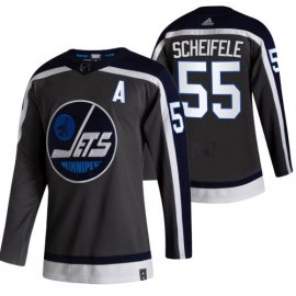 Winnipeg Jets #55 Mark Scheifele Black Mens Adidas 2020-21 Reverse Retro Alternate NHL Jersey