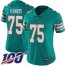 Nike Miami Dolphins #75 Ereck Flowers Aqua Green Alternate Womens Stitched NFL 100th Season Vapor Untouchable Limited Jersey