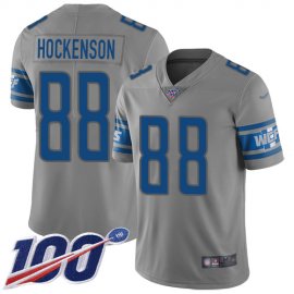 Nike Detroit Lions #88 T.J. Hockenson Gray Mens Stitched NFL Limited Inverted Legend 100th Season Jersey