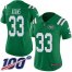 Nike New York Jets #33 Jamal Adams Green Womens Stitched NFL Limited Rush 100th Season Jersey