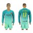 Barcelona #17 Elhadda Sec Away Long Sleeves Soccer Club Jersey