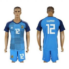 Argentina #12 Guzman Blue Goalkeeper Soccer Country Jersey