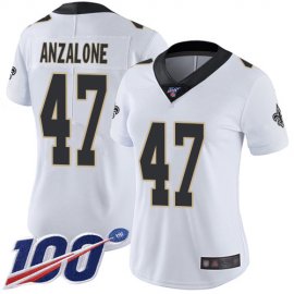 Nike New Orleans Saints #47 Alex Anzalone White Womens Stitched NFL 100th Season Vapor Limited Jersey