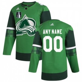Colorado Avalanche Mens Adidas 2022 Stanley Cup Final Patch Patricks Day Custom Stitched NHL Jersey Green
