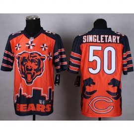 Nike Chicago Bears #50 Mike Singletary Orange Mens Stitched NFL Elite Noble Fashion Jersey