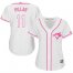 Toronto Blue Jays #11 Kevin Pillar White/Pink Fashion Womens Stitched MLB Jersey