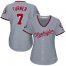 Washington Nationals #7 Trea Turner Grey Road 2019 World Series Champions Womens Stitched MLB Jersey