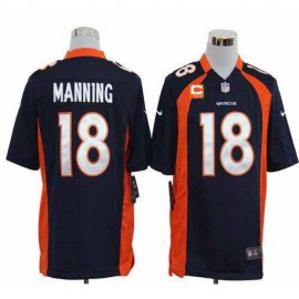 Nike Denver Broncos #18 Peyton Manning Navy Blue Alternate With C Patch Mens Stitched NFL Game Jersey
