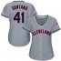 Cleveland Indians #41 Carlos Santana Grey Road Womens Stitched MLB Jersey