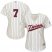 Minnesota Twins #7 Joe Mauer Cream Strip Alternate Womens Stitched MLB Jersey