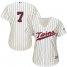 Minnesota Twins #7 Joe Mauer Cream Strip Alternate Womens Stitched MLB Jersey
