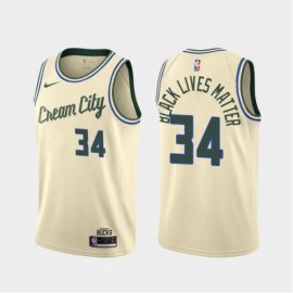 Milwaukee Bucks #34 Giannis Antetokounmpo BLM Jersey City