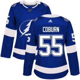 Adidas Tampa Bay Lightning #55 Braydon Coburn Blue Home Authentic Womens Stitched NHL Jersey