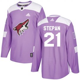 Adidas Arizona Coyotes #21 Derek Stepan Purple Authentic Fights Cancer Stitched Youth NHL Jersey