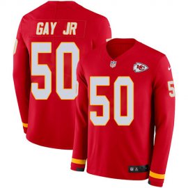 Nike Kansas City Chiefs #50 Willie Gay Jr. Red Team Color Youth Stitched NFL Limited Therma Long Sleeve Jersey