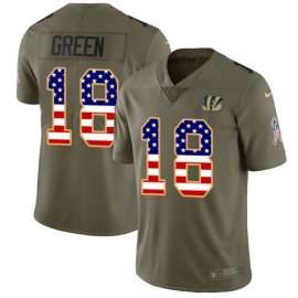 Nike Cincinnati Bengals #18 A.J. Green Olive/USA Flag Youth Stitched NFL Limited 2017 Salute to Service Jersey