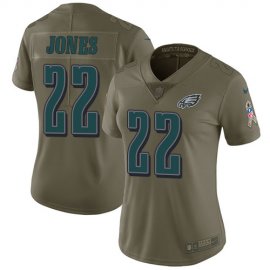 Nike Philadelphia Eagles #22 Sidney Jones Olive Womens Stitched NFL Limited 2017 Salute to Service Jersey