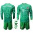 Bayern Munchen Blank Green Goalkeeper Long Sleeves Kid Soccer Club Jersey