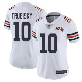 Nike Chicago Bears #10 Mitchell Trubisky White Alternate Womens Stitched NFL Vapor Untouchable Limited 100th Season Jersey