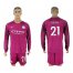 Manchester City #21 Silva Away Long Sleeves Soccer Club Jersey