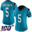 Nike Carolina Panthers #5 Teddy Bridgewater Blue Womens Stitched NFL Limited Rush 100th Season Jersey
