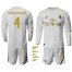 Real Madrid #4 Sergio Ramos Home Long Sleeves Kid Soccer Club Jersey
