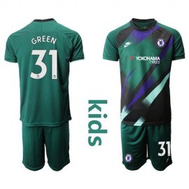 Chelsea #31 Green Black Goalkeeper Kid Soccer Club Jersey