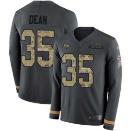 Nike Tampa Bay Buccaneers #35 Jamel Dean Anthracite Salute to Service Mens Stitched NFL Limited Therma Long Sleeve Jersey