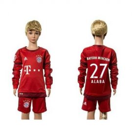 Bayern Munchen #27 Alaba Home Long Sleeves Kid Soccer Club Jersey